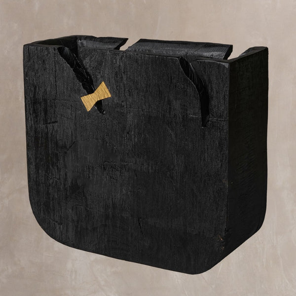 HomeRoots Black Wood Square Pot Planter - Modern Indoor Decor for Houseplants, Succulents & Small Spaces 659054