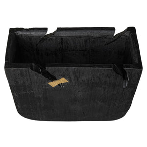 HomeRoots Black Wood Square Pot Planter - Modern Indoor Decor for Houseplants, Succulents & Small Spaces 659054