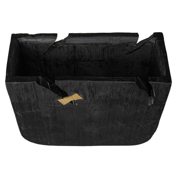 HomeRoots Black Wood Square Pot Planter - Modern Indoor Decor for Houseplants, Succulents & Small Spaces 659054