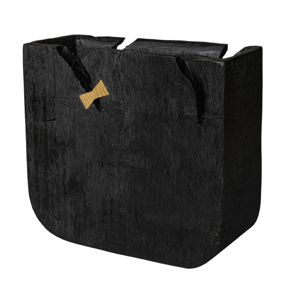 HomeRoots Black Wood Square Pot Planter - Modern Indoor Decor for Houseplants, Succulents & Small Spaces 659054