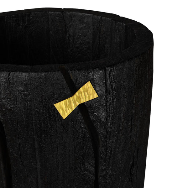 HomeRoots Black Wood Pot Planter – Elegant Matte Finish for Indoor Plants, Versatile Home Decor Accent Piece 659056