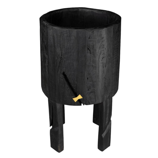 HomeRoots Black Wood Pot Planter - Elegant Indoor Display for Plants, Modern Design, Perfect Gift for Nature Lovers 659057