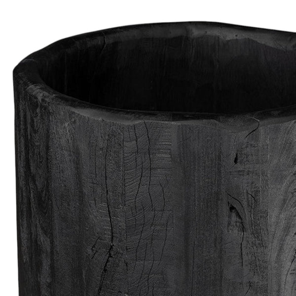 HomeRoots Black Wood Pot Planter - Elegant Indoor Display for Plants, Modern Design, Perfect Gift for Nature Lovers 659057