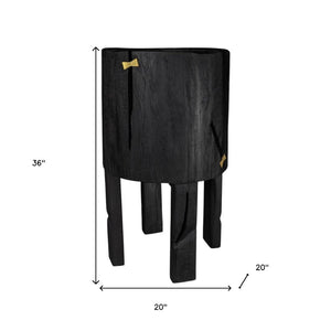 HomeRoots Black Wood Pot Planter - Elegant Indoor Display for Plants, Modern Design, Perfect Gift for Nature Lovers 659057