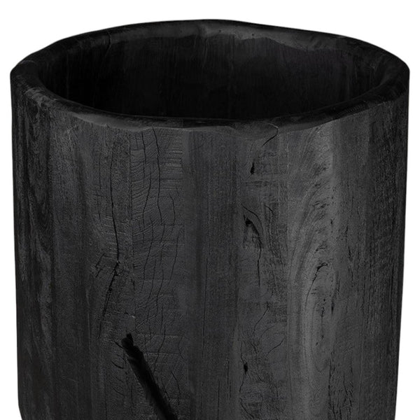 HomeRoots Black Wood Pot Planter - Elegant Indoor Display for Plants, Modern Design, Perfect Gift for Nature Lovers 659057