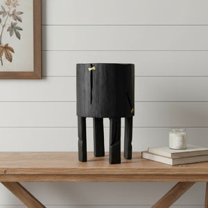 HomeRoots Black Wood Pot Planter - Elegant Indoor Display for Plants, Modern Design, Perfect Gift for Nature Lovers 659057