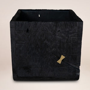HomeRoots Black Wood Square Planter - Modern Indoor Pot for Succulents & Herbs, Durable Design for Any Décor 659058