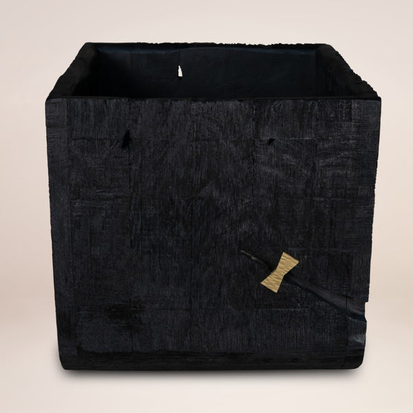 HomeRoots Black Wood Square Planter - Modern Indoor Pot for Succulents & Herbs, Durable Design for Any Décor 659058