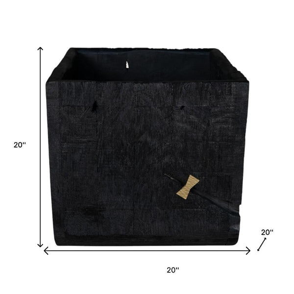 HomeRoots Black Wood Square Planter - Modern Indoor Pot for Succulents & Herbs, Durable Design for Any Décor 659058