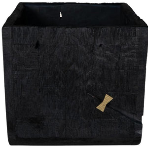 HomeRoots Black Wood Square Planter - Modern Indoor Pot for Succulents & Herbs, Durable Design for Any Décor 659058