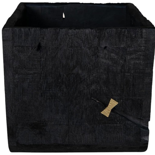 HomeRoots Black Wood Square Planter - Modern Indoor Pot for Succulents & Herbs, Durable Design for Any Décor 659058