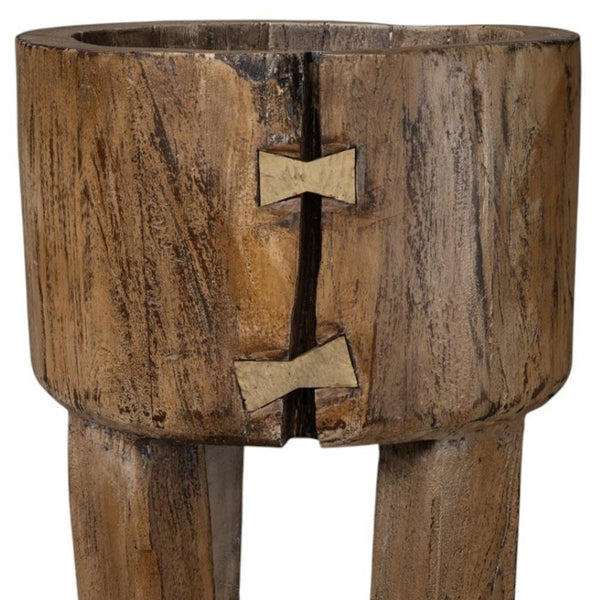 HomeRoots Brown Wood Pot Planter - Rustic Indoor Decor for Stylish Plant Displays, Gift for Garden Lovers 659059