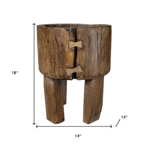 HomeRoots Brown Wood Pot Planter - Rustic Indoor Decor for Stylish Plant Displays, Gift for Garden Lovers 659059