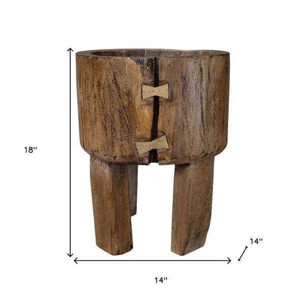 HomeRoots Brown Wood Pot Planter - Rustic Indoor Decor for Stylish Plant Displays, Gift for Garden Lovers 659059