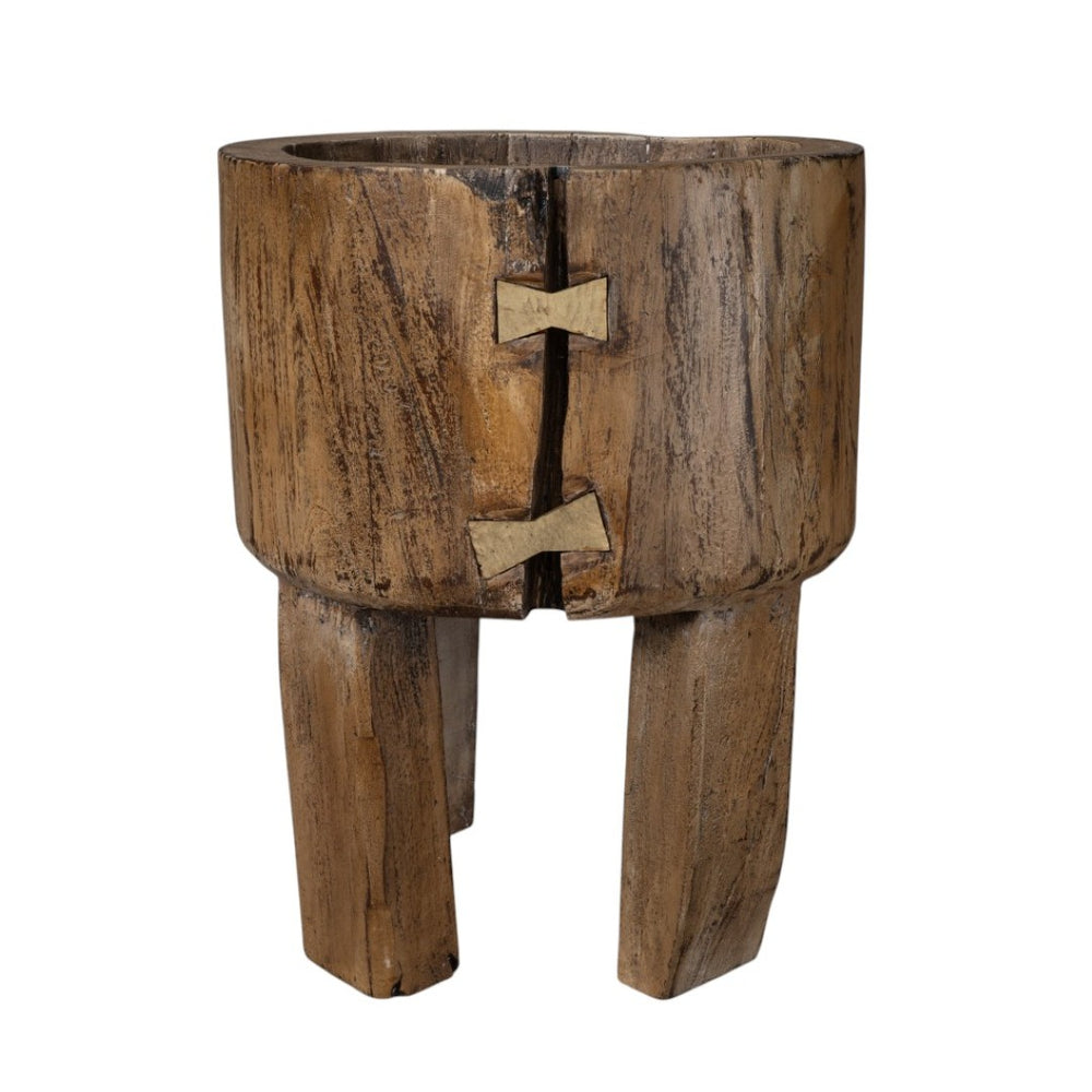 HomeRoots Brown Wood Pot Planter - Rustic Indoor Decor for Stylish Plant Displays, Gift for Garden Lovers 659059