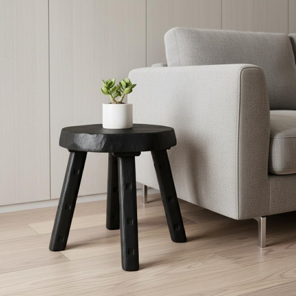 HomeRoots 19" Black Solid Wood Round End Table – Stylish, Versatile Accent for Living Rooms, Bedrooms & More! 659062