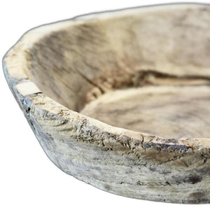 HomeRoots 5" Beige Wood Decorative Bowl - Handcrafted Rustic Centerpiece for Home Décor & Everyday Organization 659064