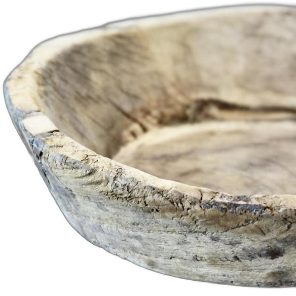 HomeRoots 5" Beige Wood Decorative Bowl - Handcrafted Rustic Centerpiece for Home Décor & Everyday Organization 659064