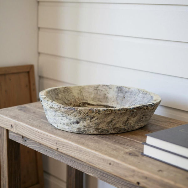 HomeRoots 5" Beige Wood Decorative Bowl - Handcrafted Rustic Centerpiece for Home Décor & Everyday Organization 659064
