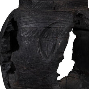 HomeRoots 14" Stunning Ebony and Black Solid Wood Table Vase - Hand-Painted, Sculptural Art for Any Space 659065