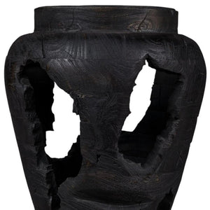 HomeRoots 18" Ebony and Black Solid Wood Table Vase - Sculptural Abstract Design for Modern Home Decor 659066