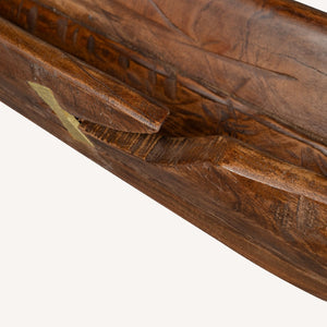 HomeRoots 5" Brown Abstract Solid Wood Table Vase - Hand-Painted Sculptural Art for Rustic & Modern Décor 659067