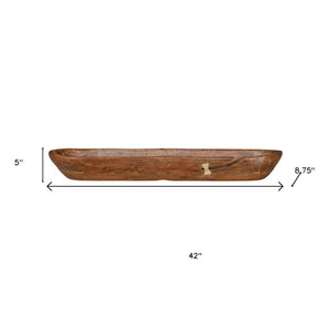 HomeRoots 5" Brown Abstract Solid Wood Table Vase - Hand-Painted Sculptural Art for Rustic & Modern Décor 659067