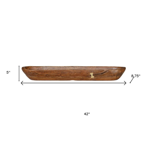 HomeRoots 5" Brown Abstract Solid Wood Table Vase - Hand-Painted Sculptural Art for Rustic & Modern Décor 659067