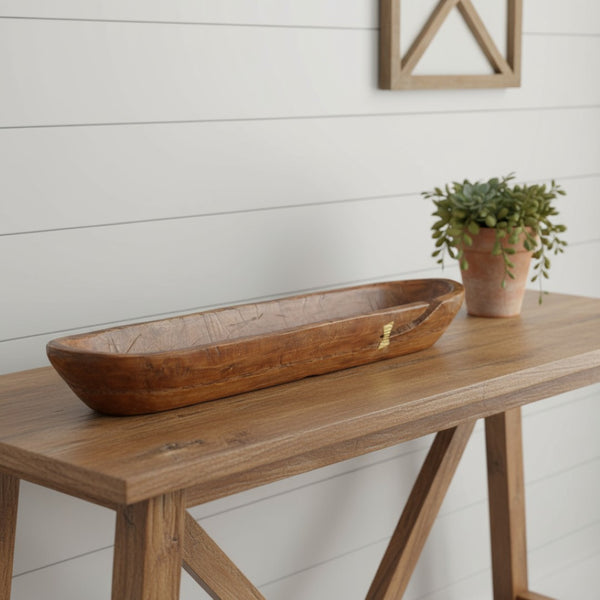 HomeRoots 5" Brown Abstract Solid Wood Table Vase - Hand-Painted Sculptural Art for Rustic & Modern Décor 659067