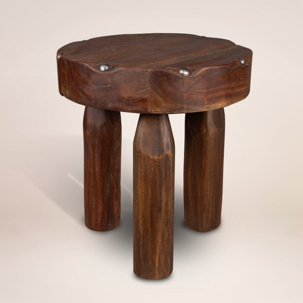 HomeRoots 19" Brown Solid Wood Round End Table - Versatile, No Assembly, Modern Design for Small Spaces & Decor 659071