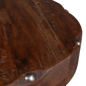 HomeRoots 19" Brown Solid Wood Round End Table - Versatile, No Assembly, Modern Design for Small Spaces & Decor 659071