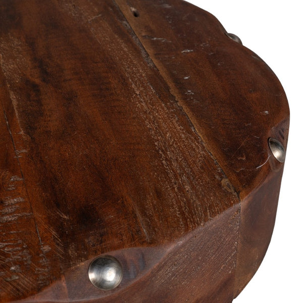 HomeRoots 19" Brown Solid Wood Round End Table - Versatile, No Assembly, Modern Design for Small Spaces & Decor 659071