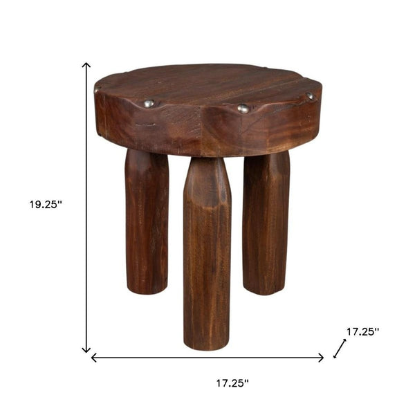 HomeRoots 19" Brown Solid Wood Round End Table - Versatile, No Assembly, Modern Design for Small Spaces & Decor 659071