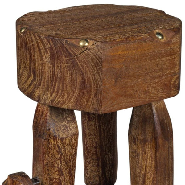 HomeRoots 18" Brown Solid Wood Round End Table - Timeless Design for Living Room, Bedroom & Entryway Decor 659073