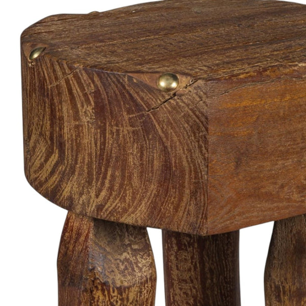HomeRoots 18" Brown Solid Wood Round End Table - Timeless Design for Living Room, Bedroom & Entryway Decor 659073