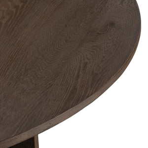 HomeRoots 60" Round Brown Wood Pedestal Dining Table – Elegant Oak Design for 6, Perfect for Family Gatherings 659074