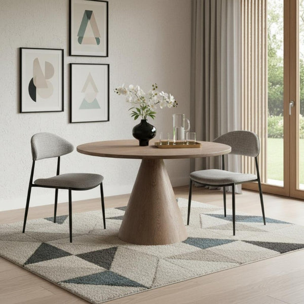 48 Inch Solid Wood Round Dining Table with Pedestal Base for Farmhouse Kitchens