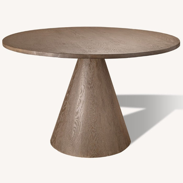 48 Inch Solid Wood Round Dining Table with Pedestal Base for Farmhouse Kitchens