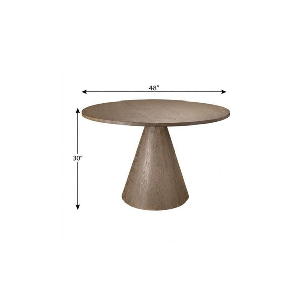 48 Inch Solid Wood Round Dining Table with Pedestal Base for Farmhouse Kitchens