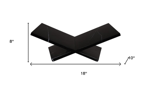 HomeRoots 8" Black Marble Bookstand - Handcrafted Decorative Tabletop Holder for Stylish Reading & Display 659077