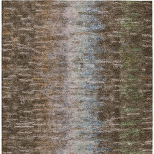 HomeRoots 8' X 10' Modern Abstract Washable Area Rug in Brown, Green & Ivory - Stylish & Durable for Indoors! 659081