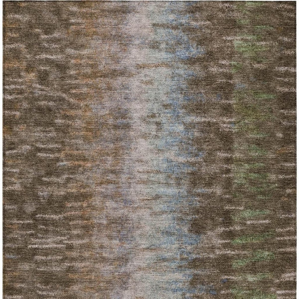 HomeRoots 8' X 10' Modern Abstract Washable Area Rug in Brown, Green & Ivory - Stylish & Durable for Indoors! 659081