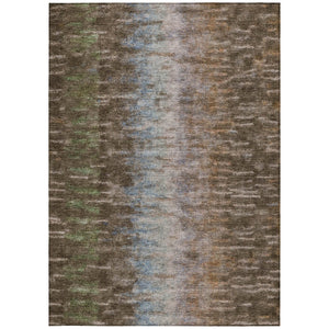 HomeRoots 10' Washable Abstract Area Rug - Durable Brown, Green & Ivory Design for Indoor/Outdoor Spaces 659083