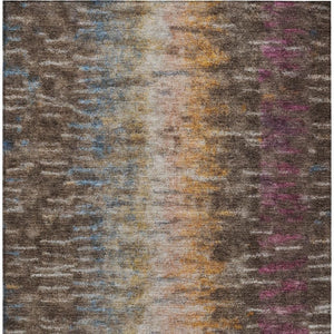 HomeRoots 8' X 10' Abstract Washable Area Rug in Vibrant Chocolate, Orange & Purple for Indoor/Outdoor Use 659087