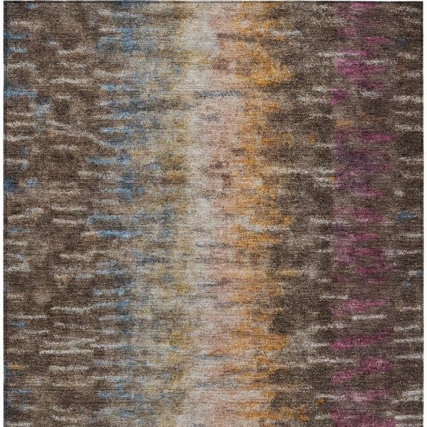 HomeRoots 8' X 10' Abstract Washable Area Rug in Vibrant Chocolate, Orange & Purple for Indoor/Outdoor Use 659087