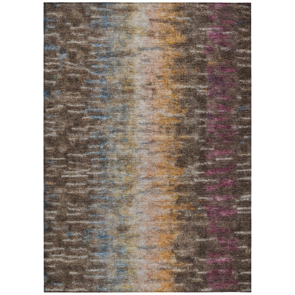 HomeRoots 8' X 10' Abstract Washable Area Rug in Vibrant Chocolate, Orange & Purple for Indoor/Outdoor Use 659087