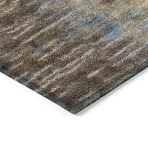 HomeRoots 8' X 10' Abstract Washable Area Rug in Vibrant Chocolate, Orange & Purple for Indoor/Outdoor Use 659087
