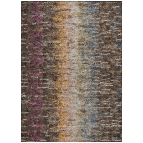 HomeRoots 9' X 12' Vibrant Chocolate, Orange & Purple Abstract Area Rug - Washable, Indoor/Outdoor Durability 659088