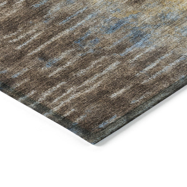 HomeRoots 10' Modern Abstract Area Rug in Chocolate, Orange & Purple - Washable, Durable for Indoor/Outdoor Use 659089