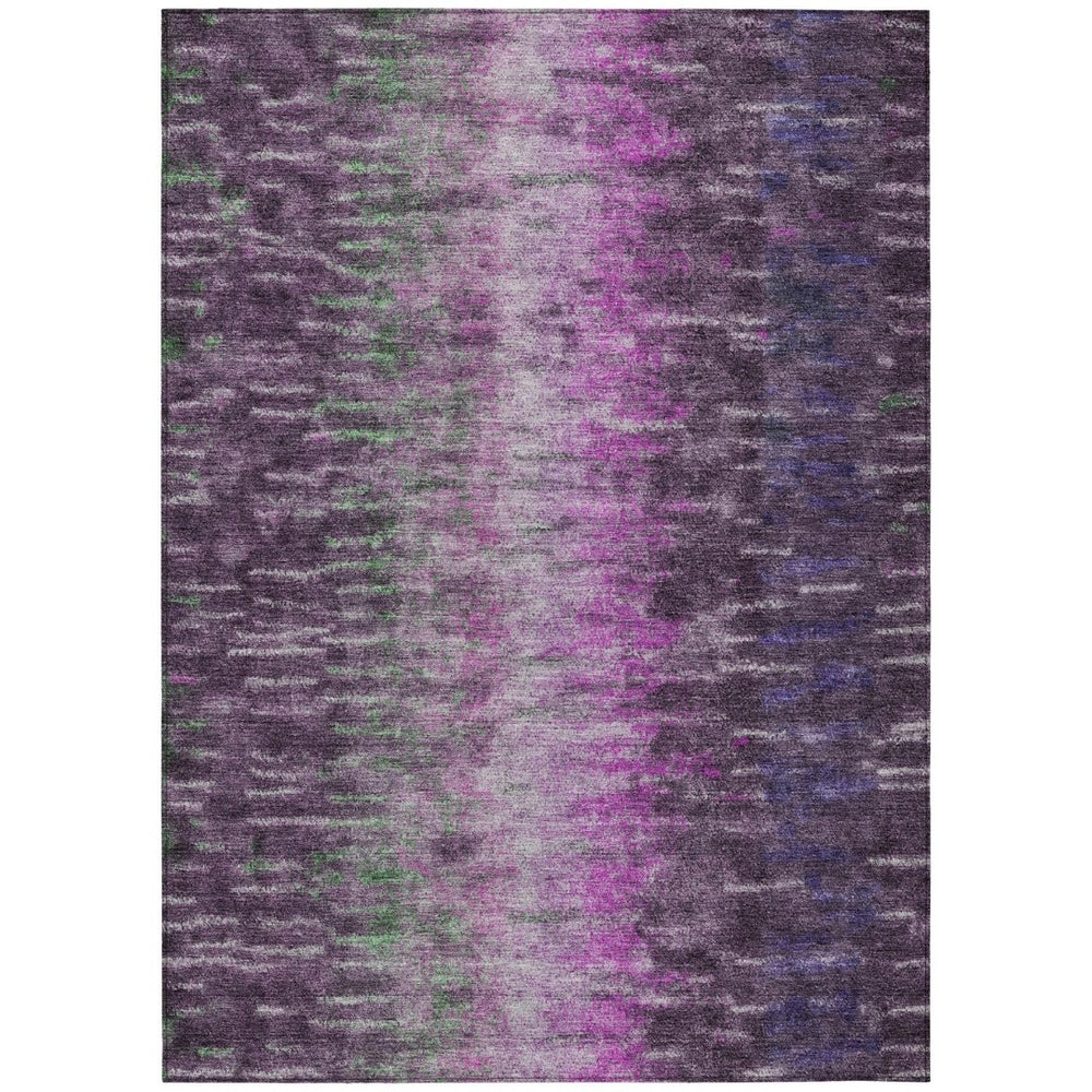 HomeRoots 9' X 12' Abstract Washable Area Rug in Eggplant Green & Blue - Perfect for Indoor & Outdoor Use! 659094
